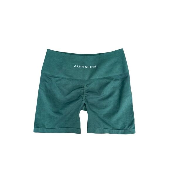 Alphalete Amplify Short 4.5" Green Butt Scrunch Contour Seamless Gym Workout M - Picture 2 of 9